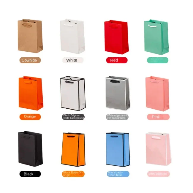 Bolsas de papel para presentes de presente colorido Bolsa de compras de embalagens de embalagens festivas Vários tamanhos e cores disponíveis