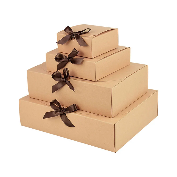 Caixa de presente com logotipo faça você mesmo com fita de laço